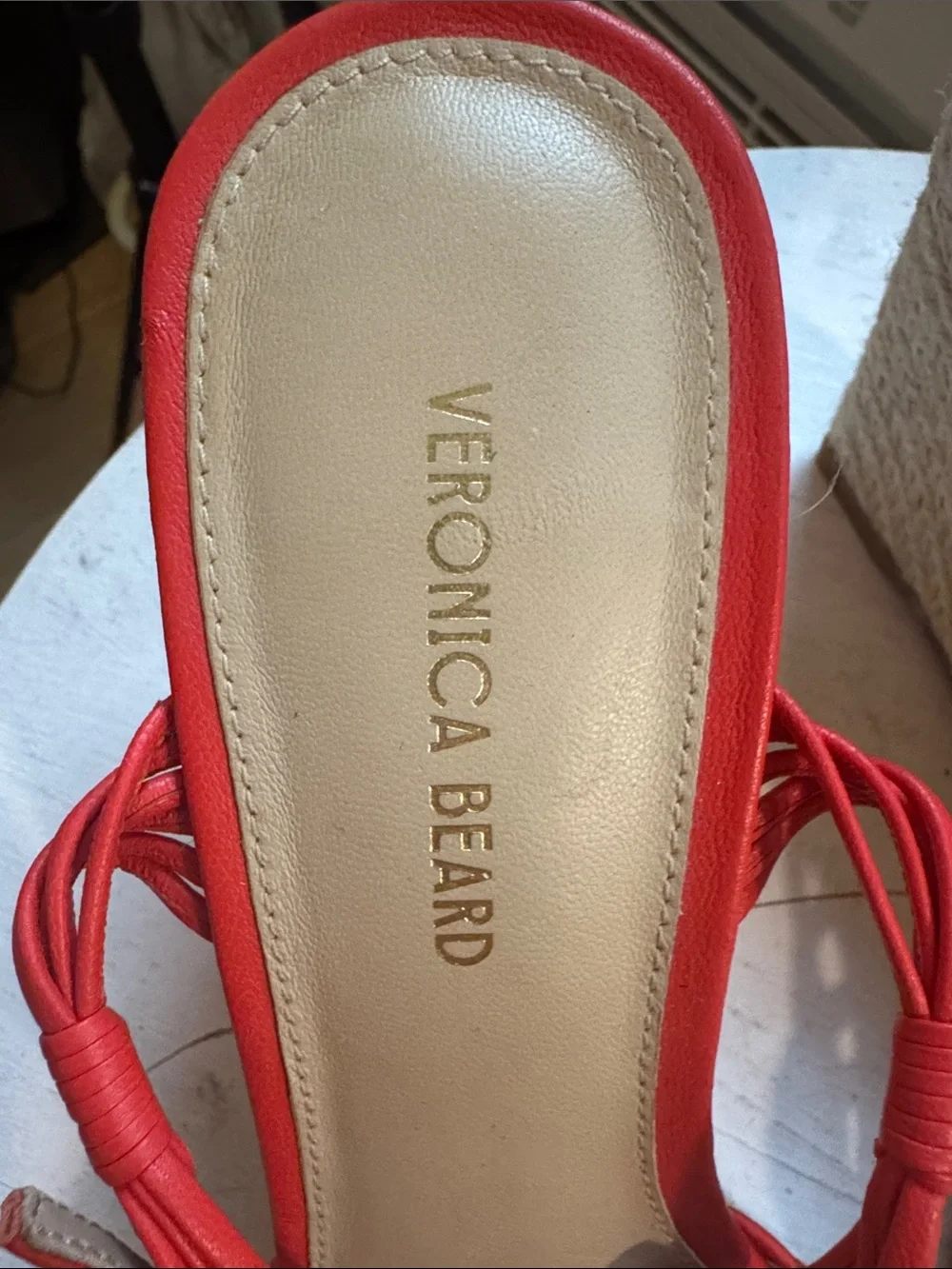 Veronica Beard Red Braided Espadrille Wedge Sandals
